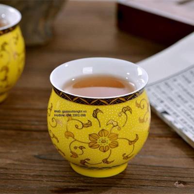 BỘ ẤM CHÉN 2 LỚP HOA DÂY